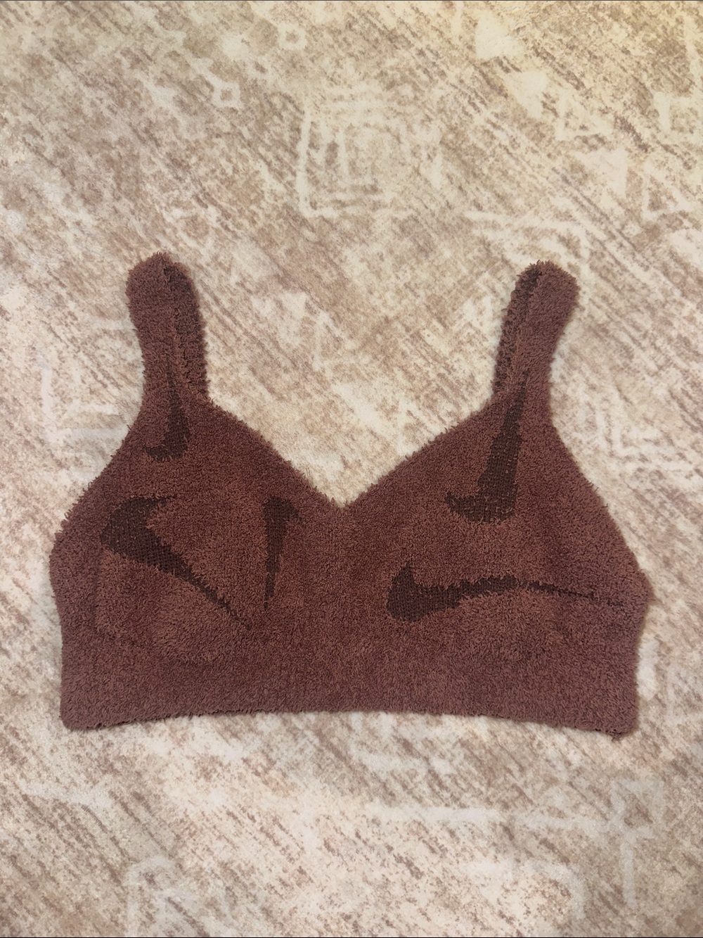 Nike Terry Sculpt Sports Bralette in Chocolate Brown
